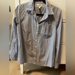 J. Crew Navy and White Striped Button Down Shirt